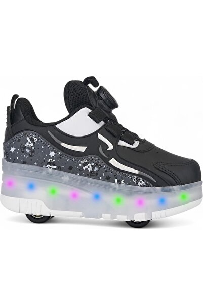 Tekiner Işıklı Paten Tekerlekli Ayakkabı | LED Işıklı, Kaykaylı, Spor Çocuk Sneaker Patenli
