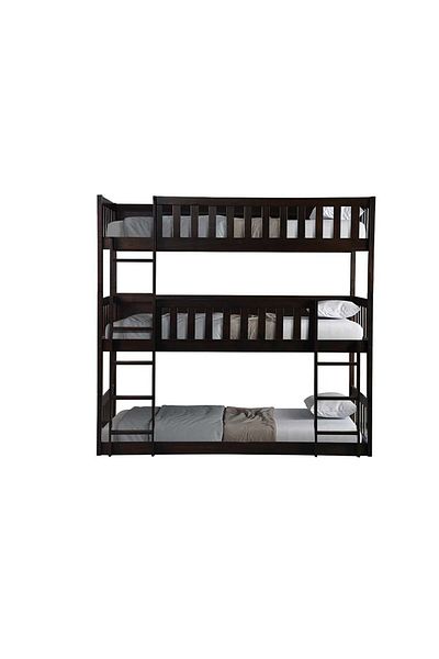 Danube Home Derby Climber 90x200 Solid Wood Triple Bunk Bed - Dirty Oak L207xW106xH193cm