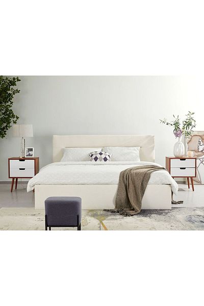 Danube Home Hendrix 150x200 Queen Bed with Hydraulic storage - White L222.5xW161xH100cm