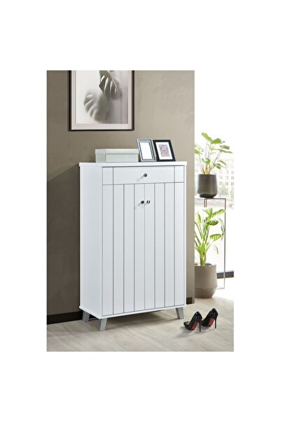 Danube Home خزانة أحذية بلوتو ببابين، لون أبيض ناصع، أنيقة، تتسع لـ ١٩ زوجًا،...