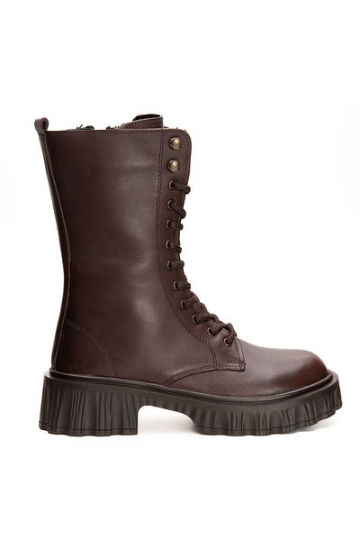 Bulls & Gulls Genuine Leather Thick Rubber Non-Slip Sole Lace-Up Zippered Boots