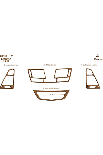 Marscockpitdesign رينو لاجونا وحدة التحكم-توردتو 2009 4 قطع
