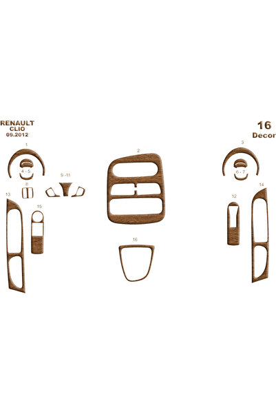 Marscockpitdesign رينو كليو 4 بيانو أسود مطلي 2012 16 قطعة