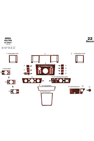 Marscockpitdesign أوبل فيكترا C وحدة التحكم-توبيردو 2002-2008 22 قطعة