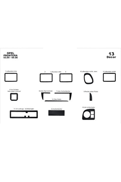 Marscockpitdesign أوبل فرونتيرا وحدة التحكم-توبيردو 1995-1998 13 قطعة