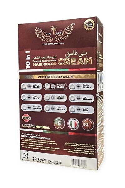 Vintage كريم تلوين الشعر 10 في 1 بني أسود (V45)