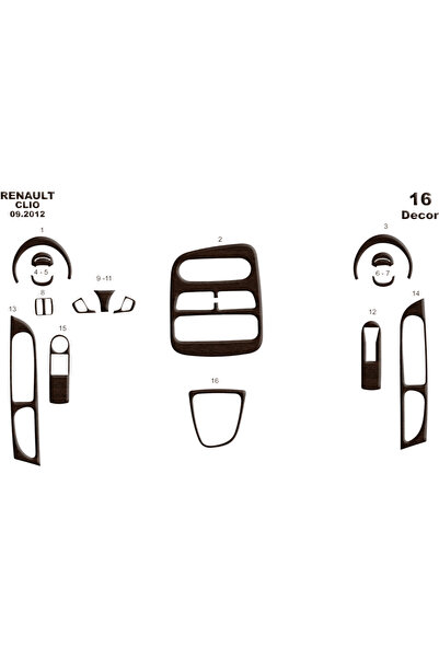 Marscockpitdesign رينو كليو 4 بيانو أسود مطلي 2012 16 قطعة