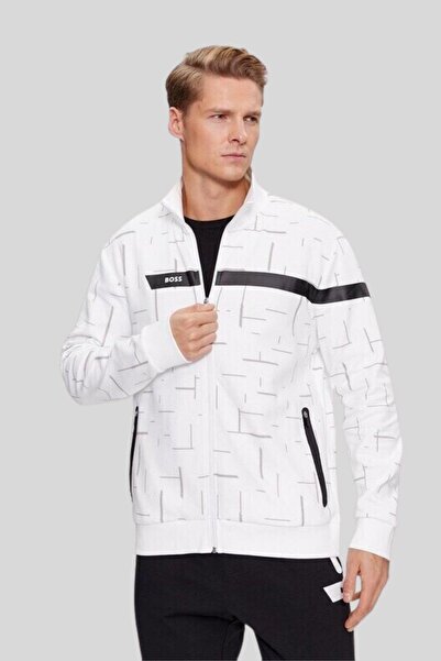BOSS Regular Fit Dik Yaka Erkek Spor Ceket Beyaz 100
