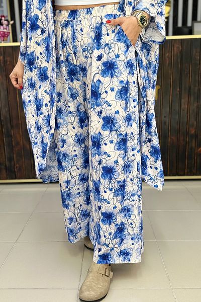 GÖKSEL Embroidered Flower Patterned Plus Size Pants