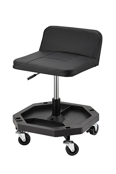 Lawazim كرسي ميكانيكي Pro7 أسود - مقعد متحرك مع مسند ظهر ودرج أدوات للاستخدام...
