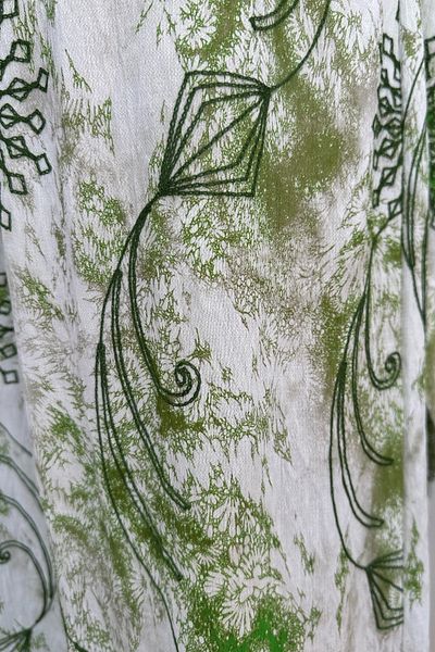 GÖKSEL Embroidered Flower Patterned Large Size Pants Green