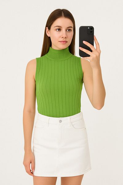 ModaPlaza Women's Sleeveless Ribbed Knitwear Blouse 15394