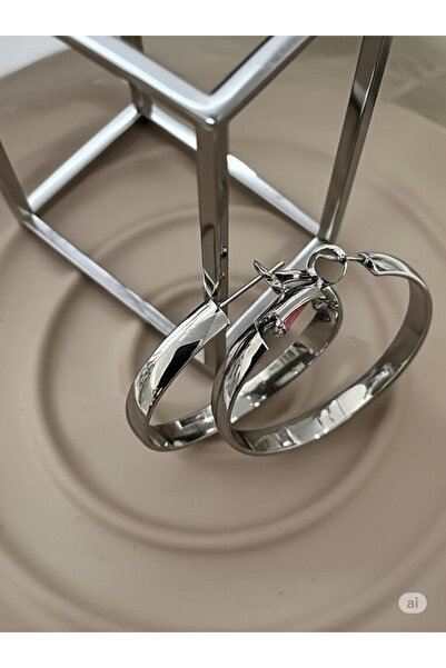 FAMEMUS ACCESSORY Wide Surface Steel Hoop Earrings