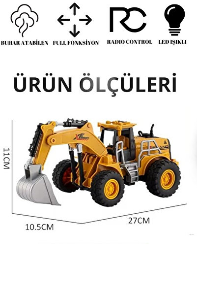 kosetoys Uzaktan Kumandalı Sarj Edilebilir Ekskavatör Kepçe İş Makinası 2.4 ghz Buharlı Işıklı