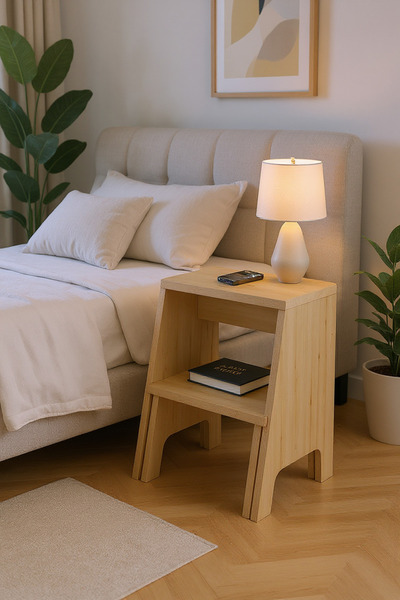 YüceerHome İki Basamaklı Ahşap MDF Lam Komodin – Tabure, Basamak ve Sehpa Ola...