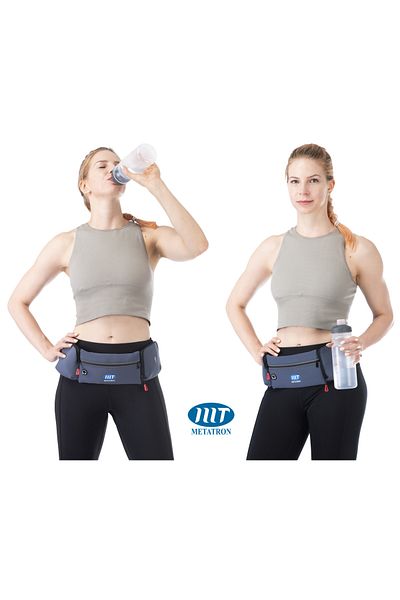 METATRON mT Set borsetă sport cu bidon de 500 ml, impermeabilă, cu 3 buzunare și orificiu pentru căști