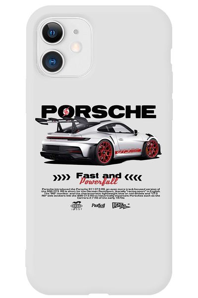 WANNA PROTECT حافظة هاتف iPhone 12 بيضاء مخملية من الداخل GT3 RS من السيليكون
