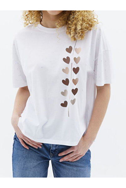 shidumanlar تيشيرت من القطن الممشط مطبوع بتصميم Heart Road للجنسين