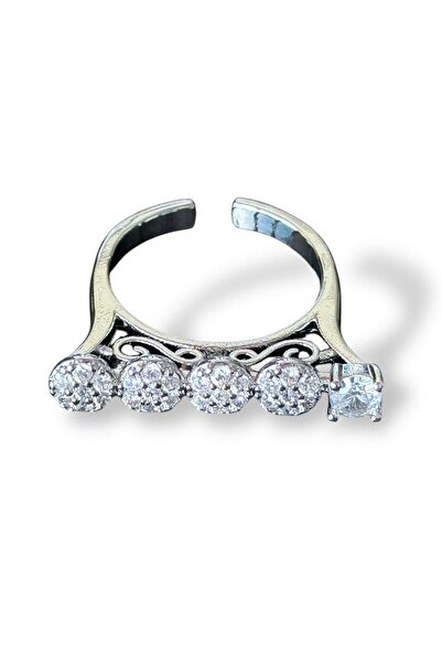 TAKIŞTIR Silver Color Stone Detailed Adjustable Ring