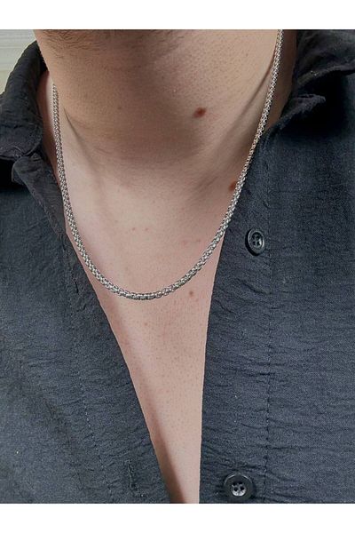 Arvens Men's Silver Stainless Steel Necklace Does Not Lose Color, Does Not Fade, Unisex, Does Not Fade, Can Be Combined, Does Not Rust