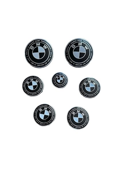 MAF Set Complet 7 Embleme Logo Compatibile BMW capota 82mm portbagaj 74 mm, capace jante 56mm, sigla vol