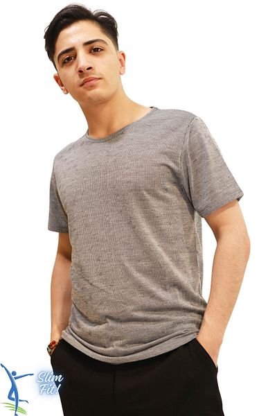 Moda Anna Breathable Thin Cotton Fabric Crew Neck Men's T-Shirt Smoked