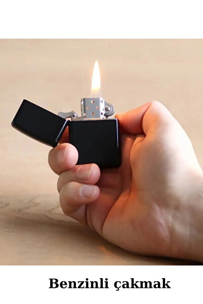 Nanopro Benzinli Siyah Çakmak Cep Çakmağı ZİP Çakmak