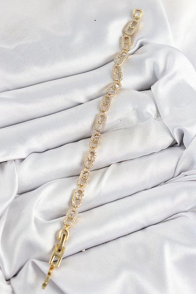 Clariss Brass Zircon Stone Messika Model Gold Color Vip Series Women's Bracelet