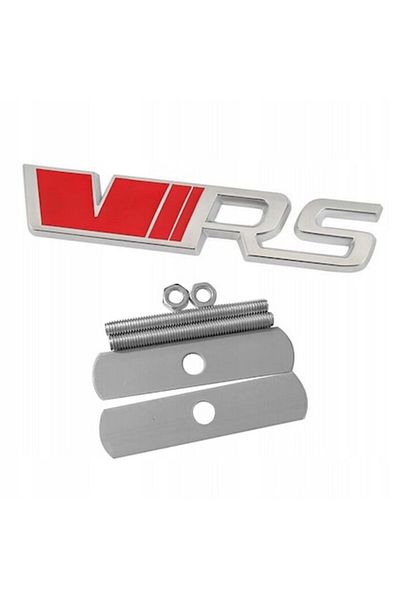 OEM Skoda VRS Emblem for Hood or Trunk, Red/Silver