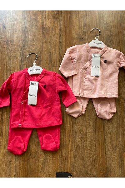 Pierre Cardin 100% Cotton Snap Closure Booties Long Sleeve Baby Set Set of 2
