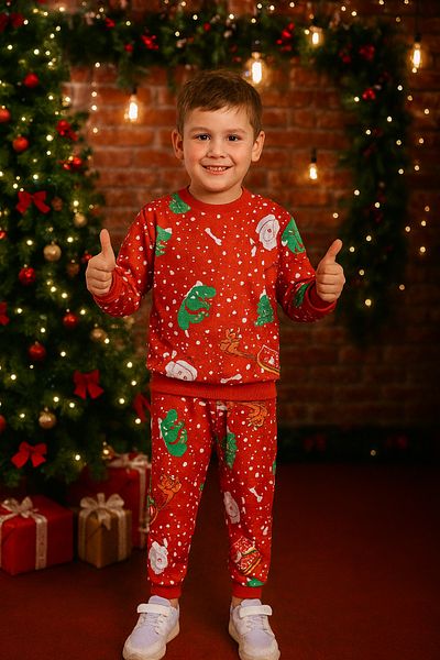 MAXI DRY Long Sleeve Seasonal Boy's Double Bottom Top Set New Year's Themed