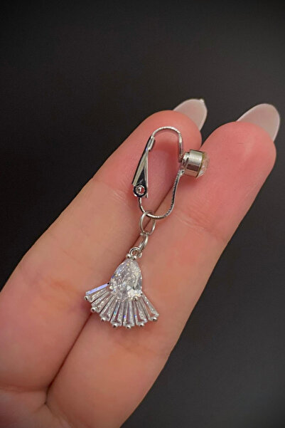 Blisse Piercing Kadın Çelik Zirkon Taşlı Sıkıştırma Deliksiz Göbek Piercing