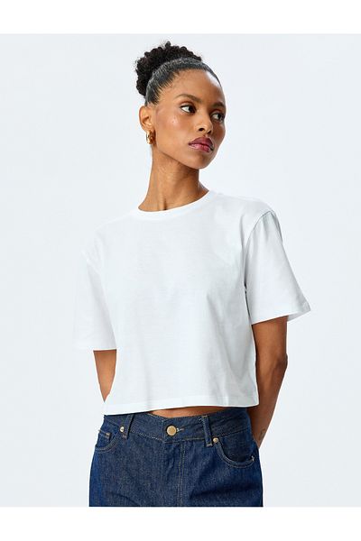 Koton Tricou crop cu mânecă scurtă din bumbac sezon nou