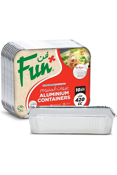 Fun Aluminium Containers with Lids 420Cc (Pack of 10)
