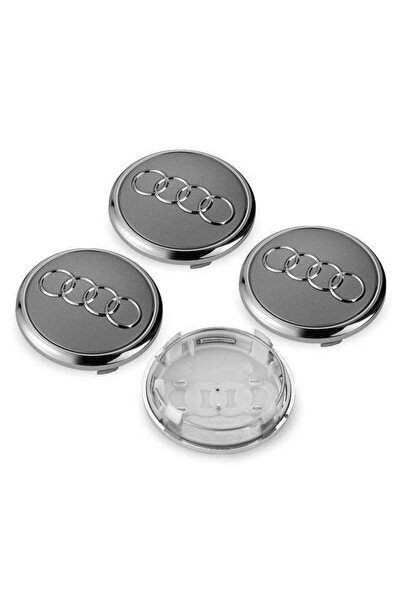 GREY Set 4 capace de roată 61mm, Audi A3, A4, A5, A6, A7, A8, Q3, Q5, Q7 pentru jante din aliaj