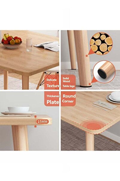 Taimi 3-Pieces Dining Set: Brown Rectangular Table (120x60x73 cm) + 2 White Plastic Chairs (70x40x40 cm)