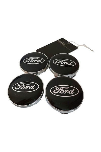 Ford Set 4 caps for alloy wheels black exterior: 60mm, interior: 57mm + LUCASON air freshener