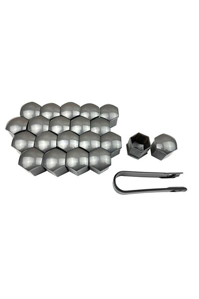 FVA Set 20 Caps for Wheel Nuts, 17mm, Includes Key, Dark Gray
