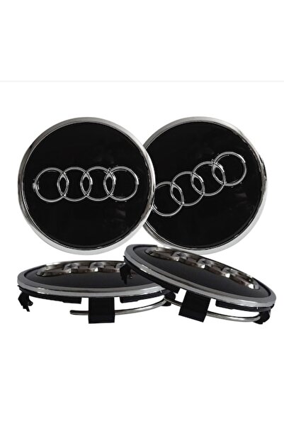 FMART Set 4 capace roți 60 mm Audi pentru jante aliaj, Culoare neagră