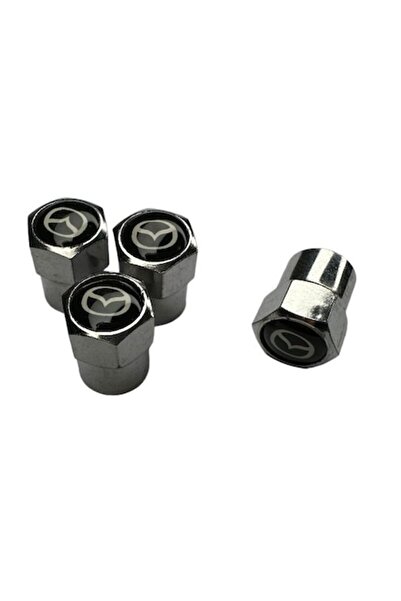 MAF Set 4 capace auto supape hexagonale aluminiu Mazda argintiu