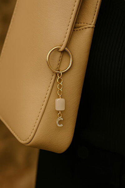 Han Ticarethane Breloc cu cuarț de cristal cu litera C cu piatră de culoare a...