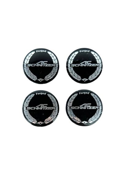 MAF Set 4 embleme stickere abtibild AC Schnitzer din tabla (aluminiu) autoadezive 56mm pentru capace rot