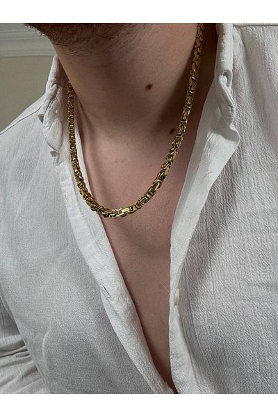 Arvens Men's Gold Thick Chain Stainless Steel Necklace Does Not Lose Color Does Not Fade Unisex Does Not Fade Can Be Combined
