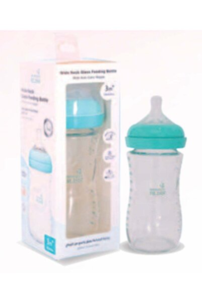 Mommy's Bliss زجاجة رضاعة زجاجية واسعة العنق - 250 مل، خضراء، خالية من مادة B...