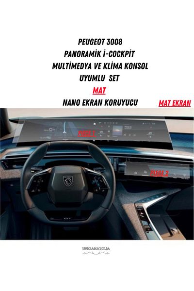 UniqAnatolia Peugeot 3008 Panoramic I-Cockpit Multimedia and Air Conditioning Console Compatible Matte Screen Protector