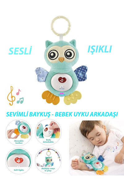 hediyecik Bebek Uyku Arkadaşı Sevimli Peluş Baykuş Sesli Işıklı Diş Kaşıyıcıl...