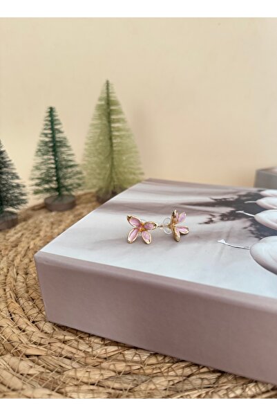 Maral Accessories Küçük mineli vip kaplama çiçek Küpe