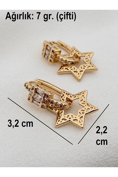 Siya Silver Zircon Stone Baguette Steel Star Earrings