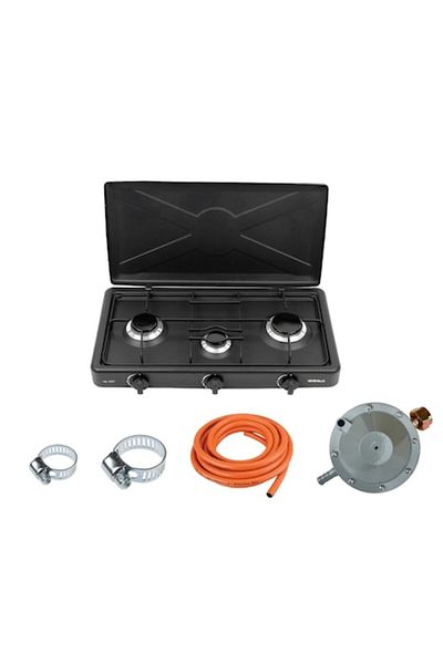 OEM Pachet complet - aragaz cu 3 arzătoare, tub de gaz, regulator de presiune