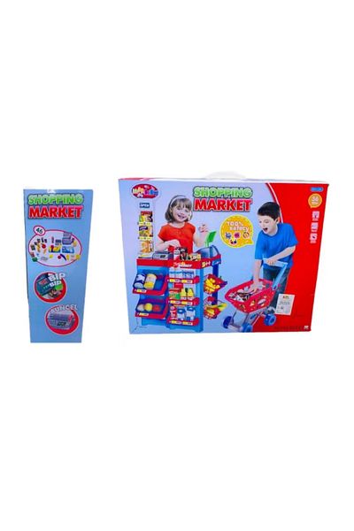 rexa Kids Supermarket Playset – 46-Piece Shopping Market Toy with Trolley, Scanner